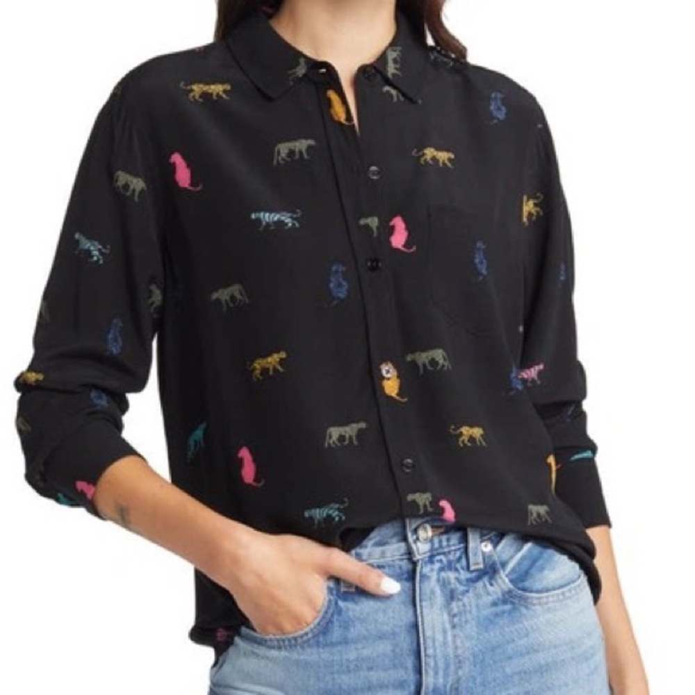 Rails Kathryn Button Down Black Wild Cats size small